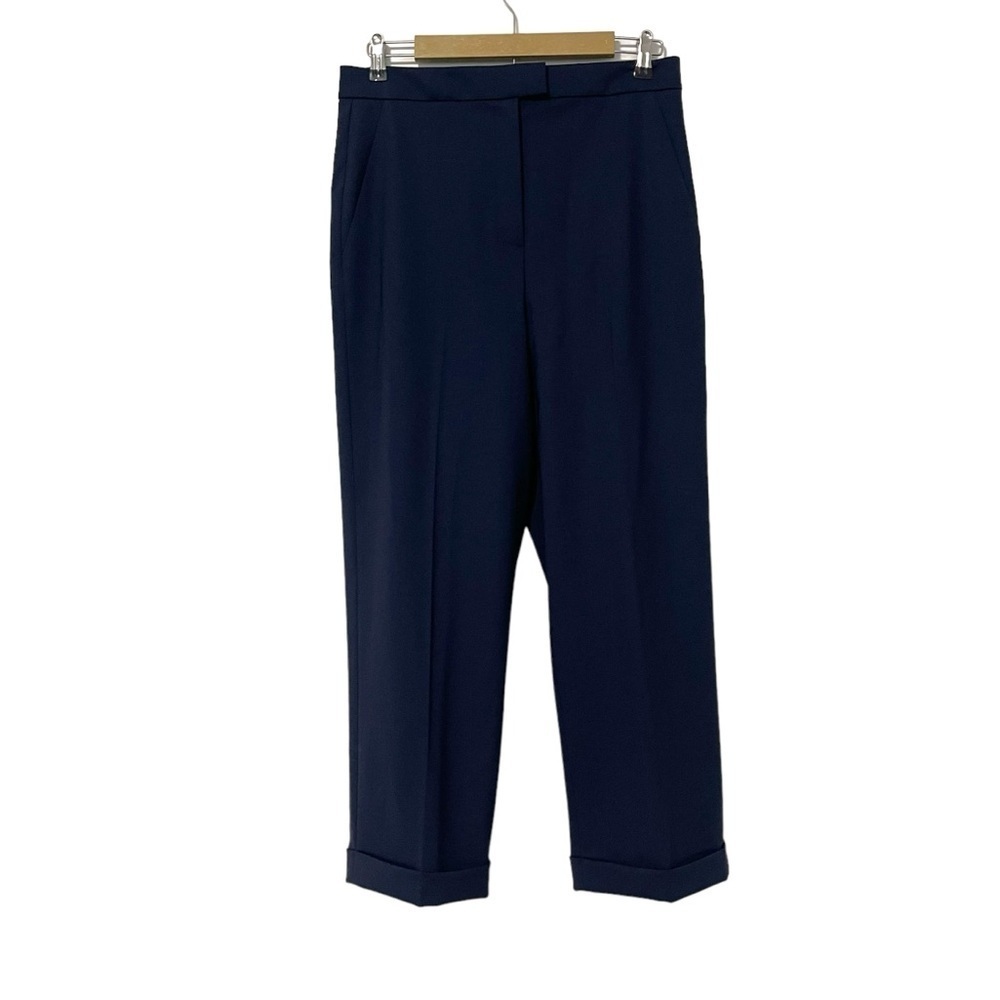 St John Navy Blue Wool Blend Straight Leg Trouser Pants Size 8 Old Money Preppy
